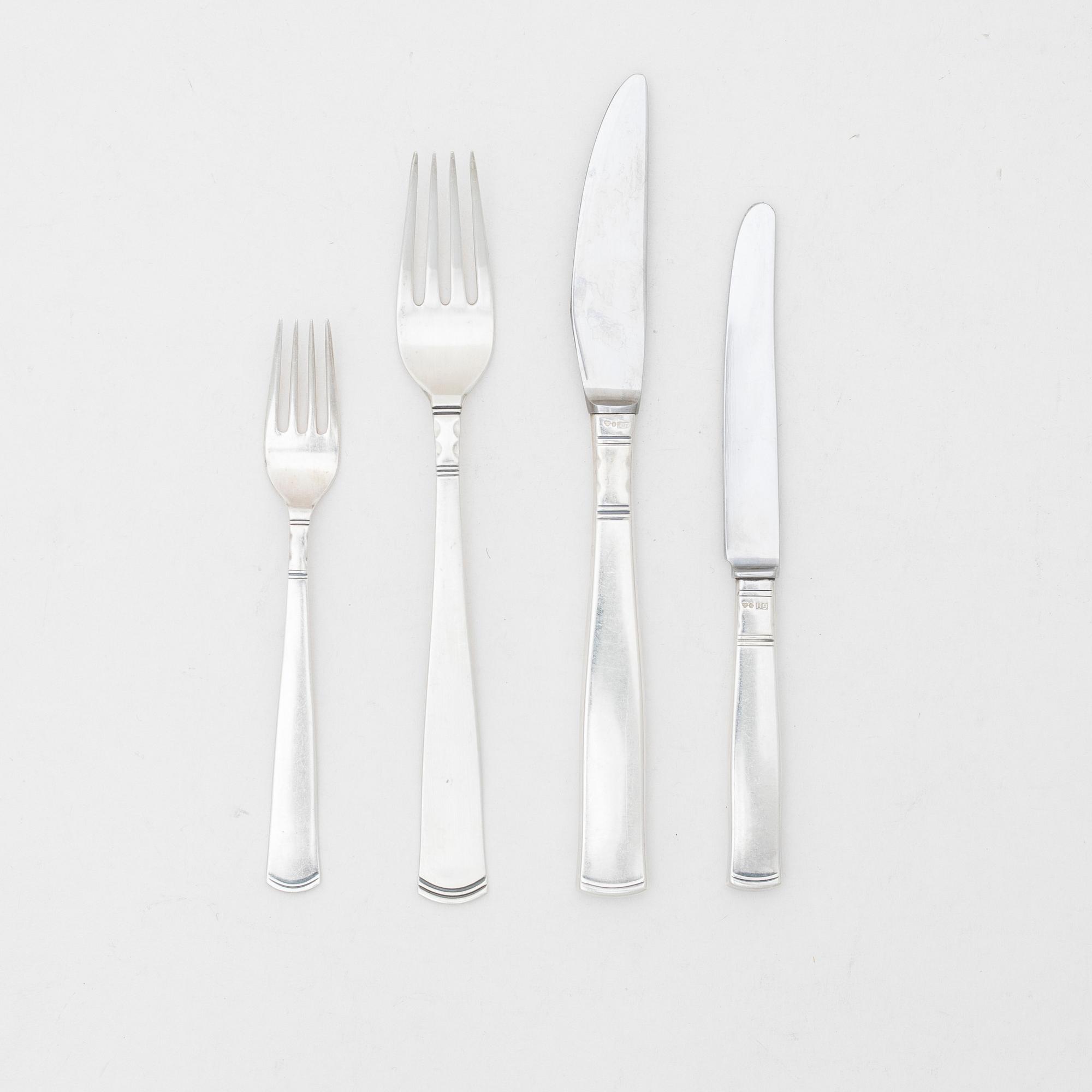 Jacob Ängman, cutlery set, 40 pieces, silver, "Rosenholm", GAB, among others 1969.