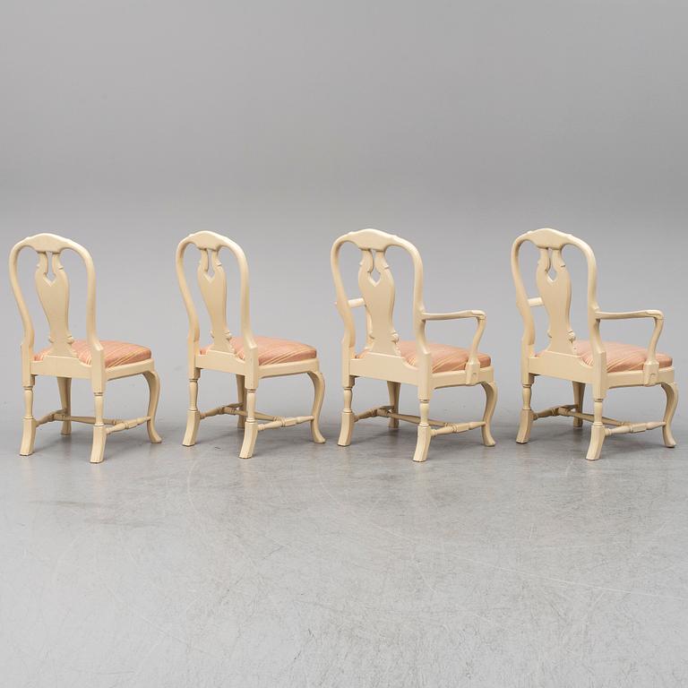 A set of four Rococo style chairs.