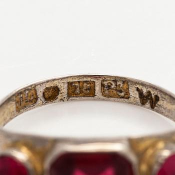 Ringar, 3 st, silver, glas, Finland 1800-talets andra hälft.