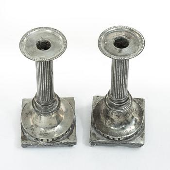 A pair of peuter candlesticks by Hans Wicksten (active between 1782-1810), Västerås.