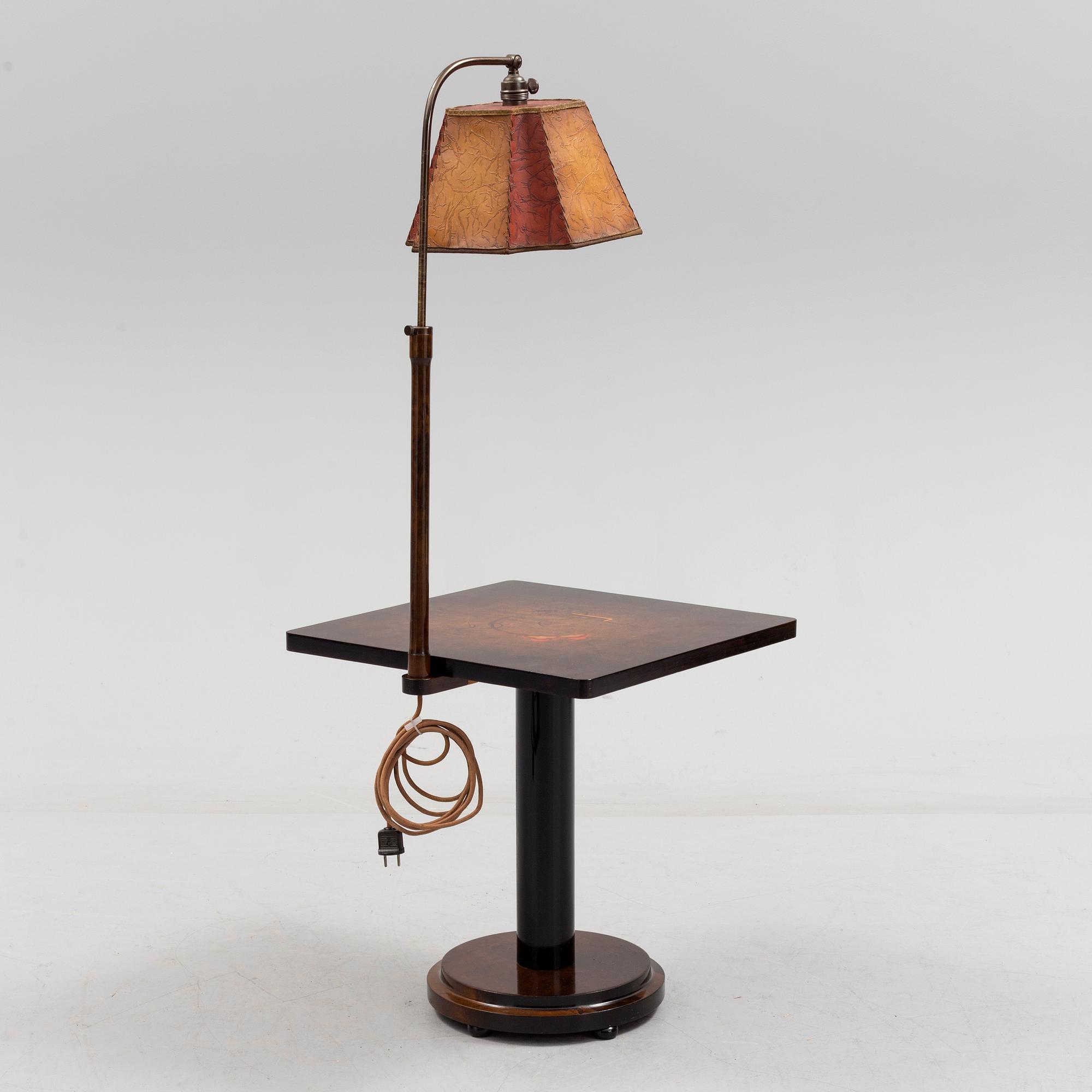SOFFBORD / SIDOBORD, med lampa, 1930-tal.