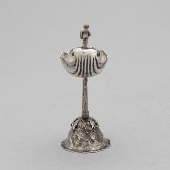 SALTKAR PÅ FOT, silver, barockstil, Tyskland, fantasistämplar, sent 1800-tal. Vikt ca 55 gram.