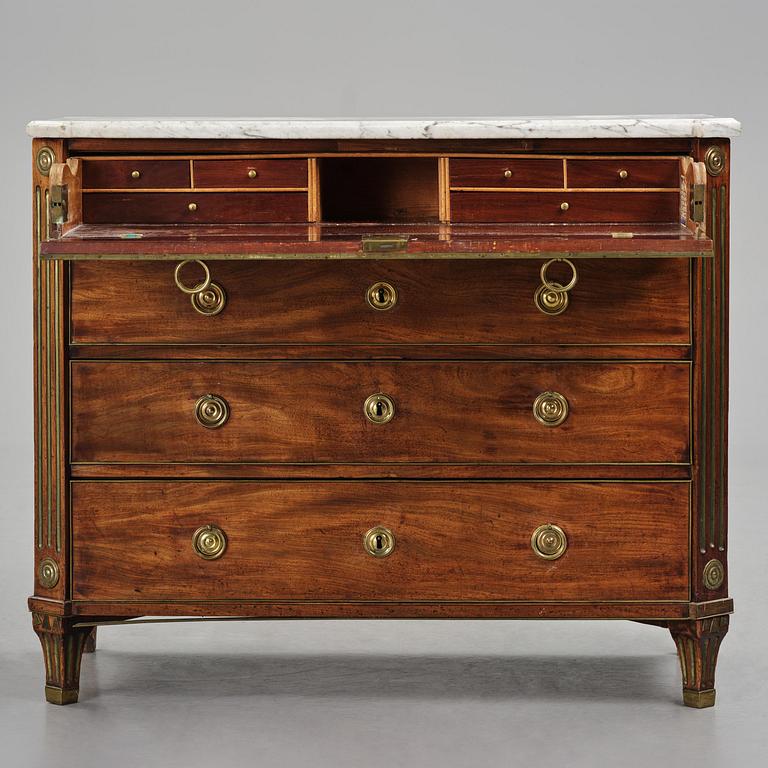 A late Gustavian mahogany commode, Stockholm, late 18th century.