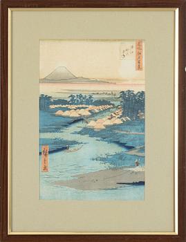 Ando Hiroshige, after, woodblock print in colours.