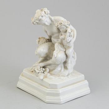 A white glazed figure group of fawns, Neapellike mark, circa 1900. After a scupture by CLODION, Claude MICHEL, 1738-1814.