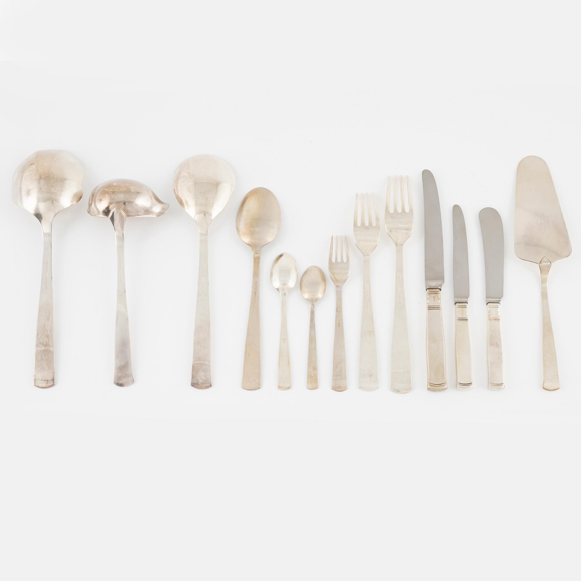 Jacob Ängman, bestickservis, 93 delar, silver, "Rosenholm", GAB, Eskilstuna, 1978-1981.