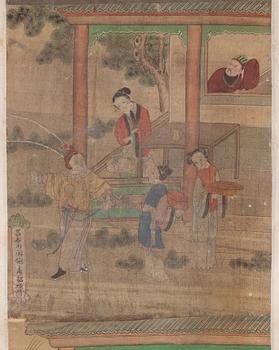 A set of four scroll paintings from an album, Qing dynasty 1664-1912).