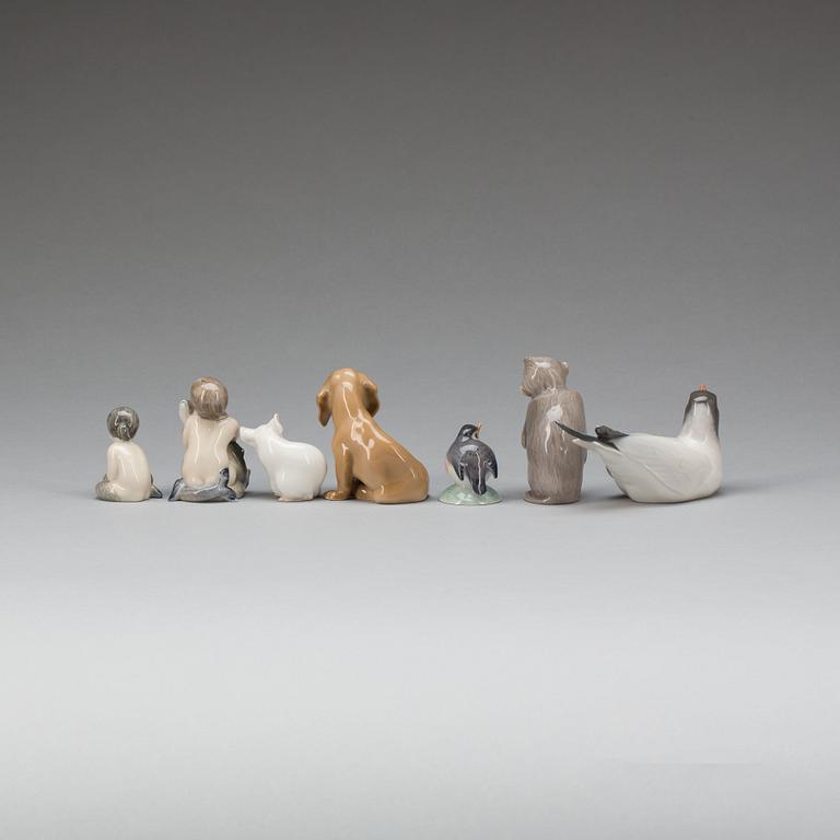 FIGURINER, 7 st. Porslin, Royal Copenhagen och Bing & Gröndahl.