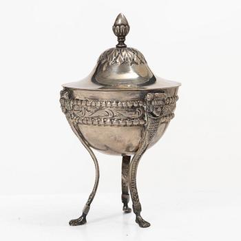 Lidded sugar bowl, silver, Italy, possibly Turin, early 19th century.