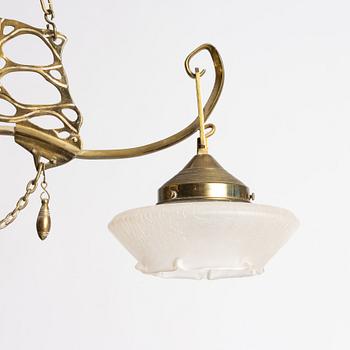 A Jugend brss ceiling lamp, ealry 20th century.