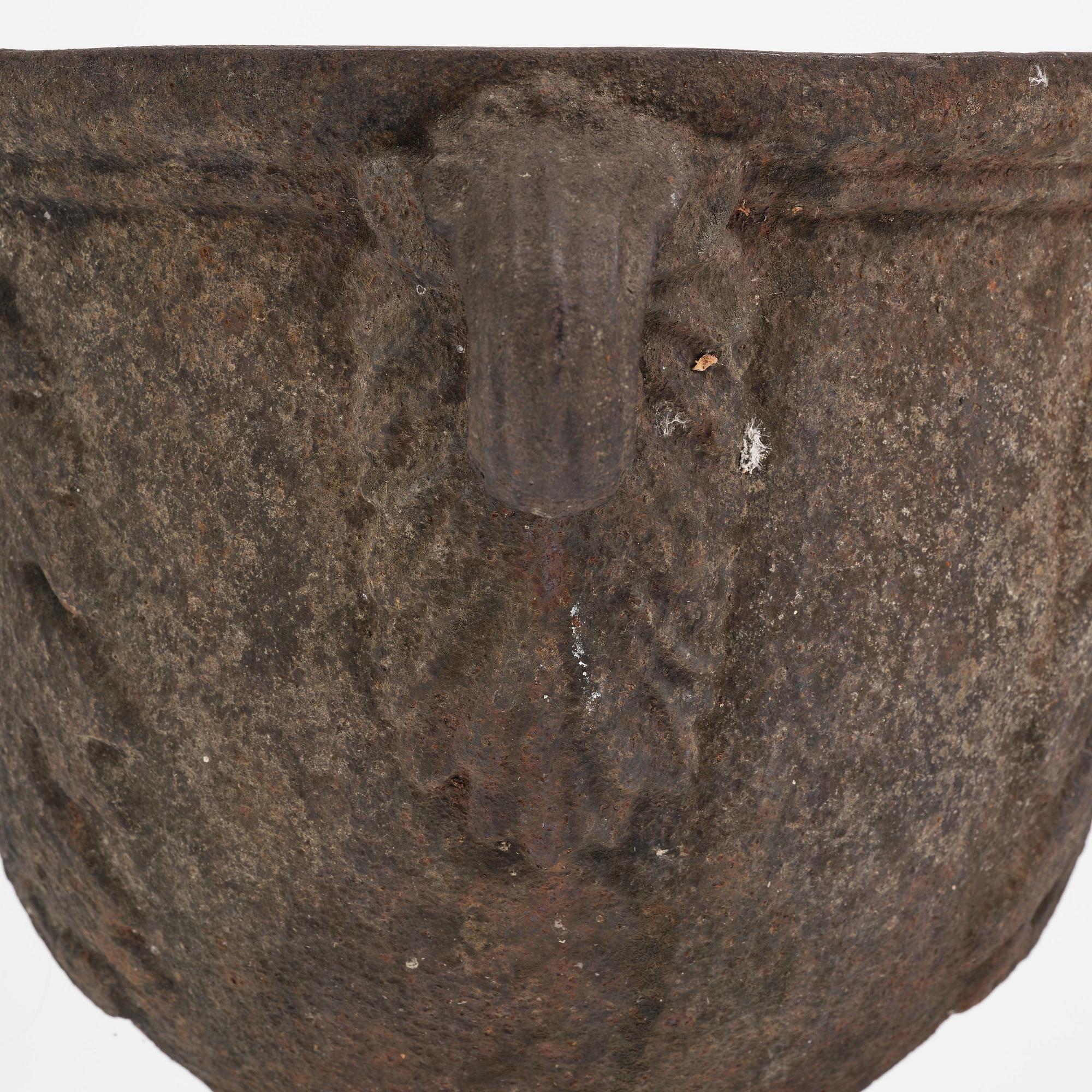 A pair of Swedish baroque cast-iron urns, circa 1700.