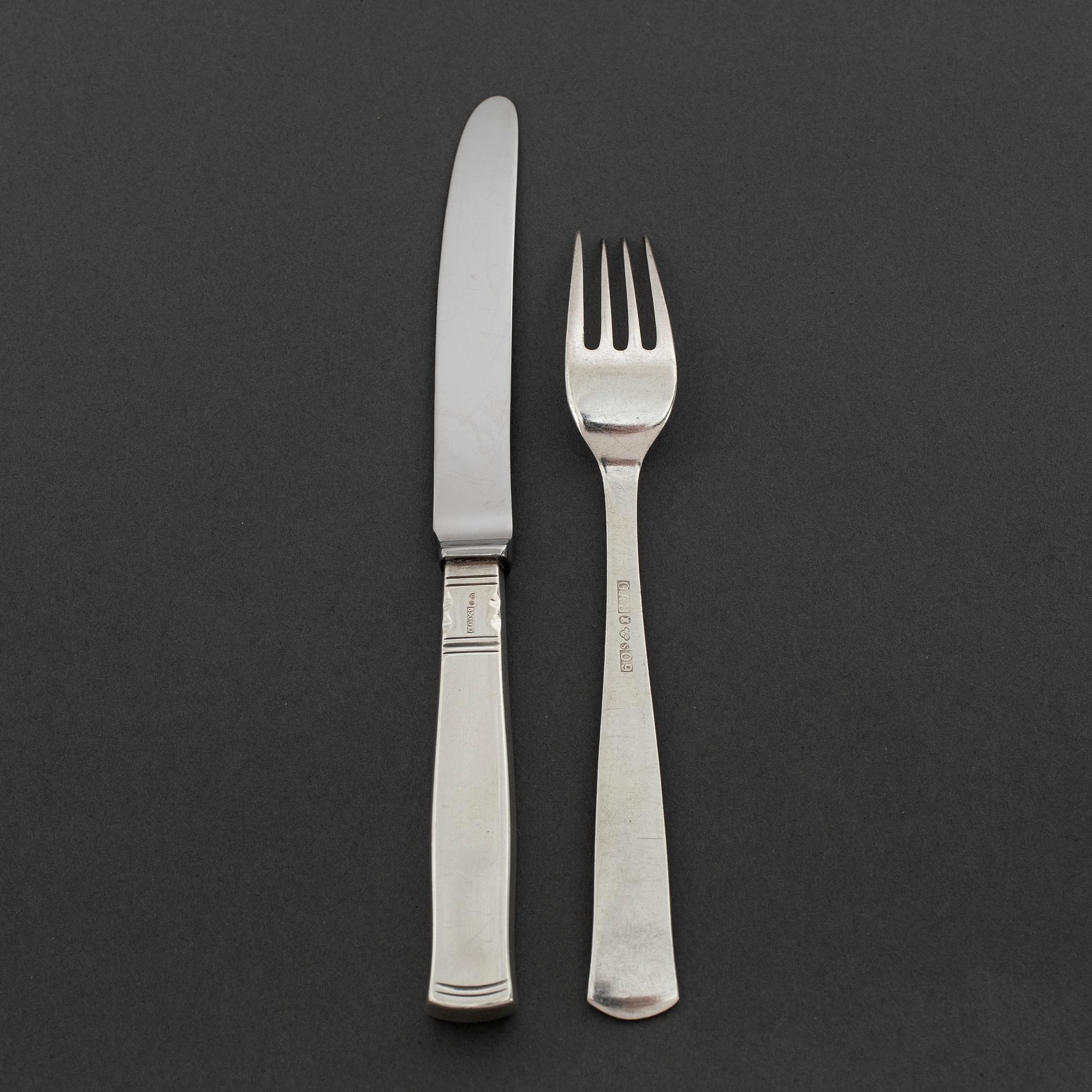 JACOB ÄNGMAN, smörgåsbestick, 24 delar, silver. "Rosenholm", GAB, bla Stockholm 1964.