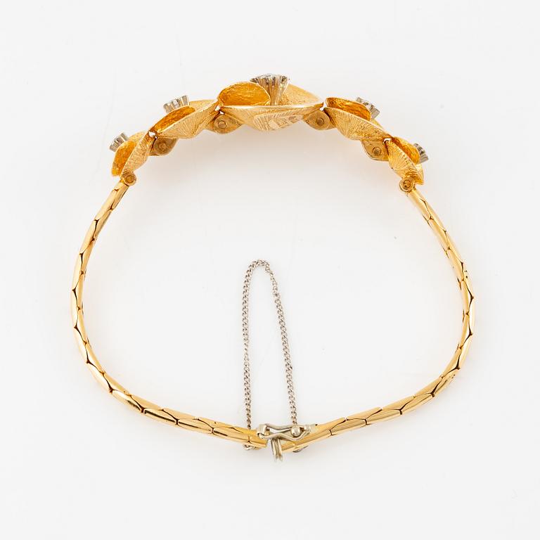 Theresia Hvorslev, armband 18K guld med runda briljantslipade diamanter, Lidköping 1979.