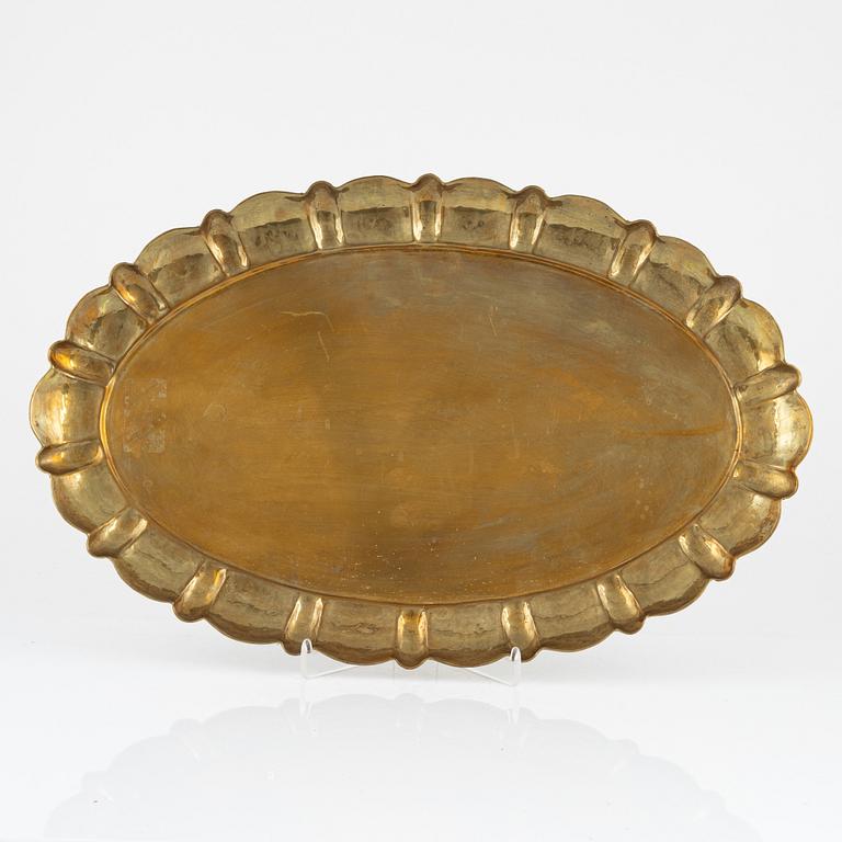 Lars Holmström, a brass tray, Arvika, Sweden, mid 20th Century.