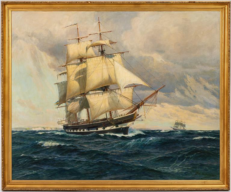 Jens Christian Andresen, The corvette "Norrköping" at Möns Klint.