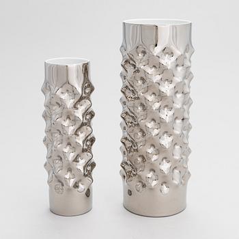 Two platinum dipped 'Vibrations' porcelain vases, Rosenthal Studio-Line.