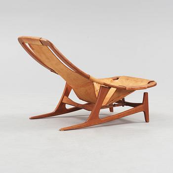 An Arne Tidemand Ruud 'Holmenkollen' teak and leather lounge chair, Norcraft, Norway 1950's-60's.