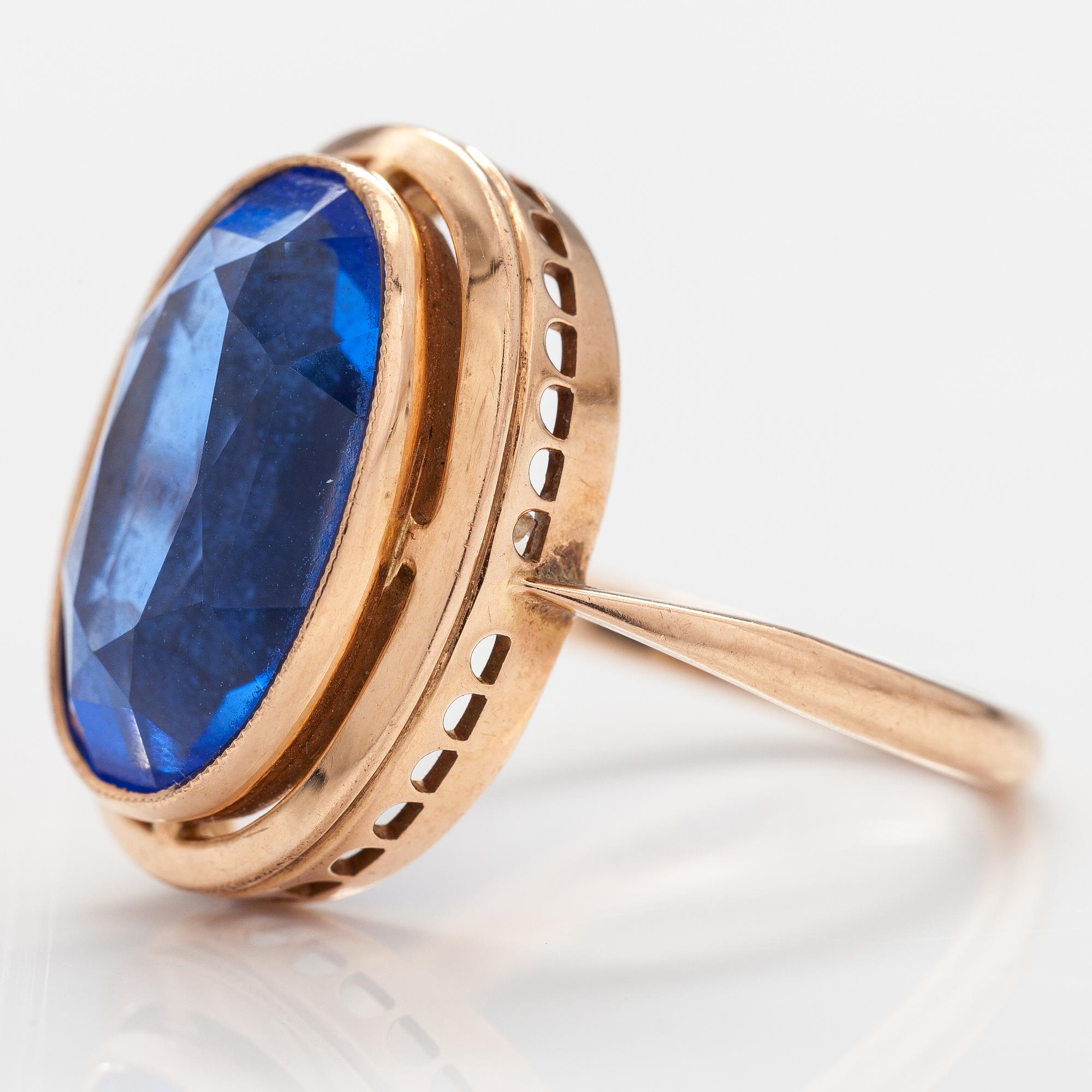 SORMUS, 14K kultaa, synteettinen kvartsi.