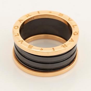 Bulgari, Ring and bangle B.zero1. 18K gold, steel and black ceramics.