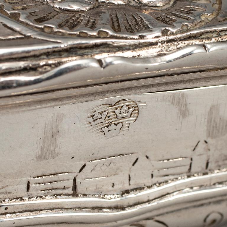 A French 18th century parcel-gilt silver snuff-box.