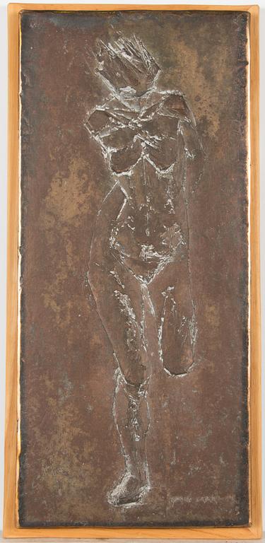 Terho Sakki, a bronze relief, signed and dated -92.