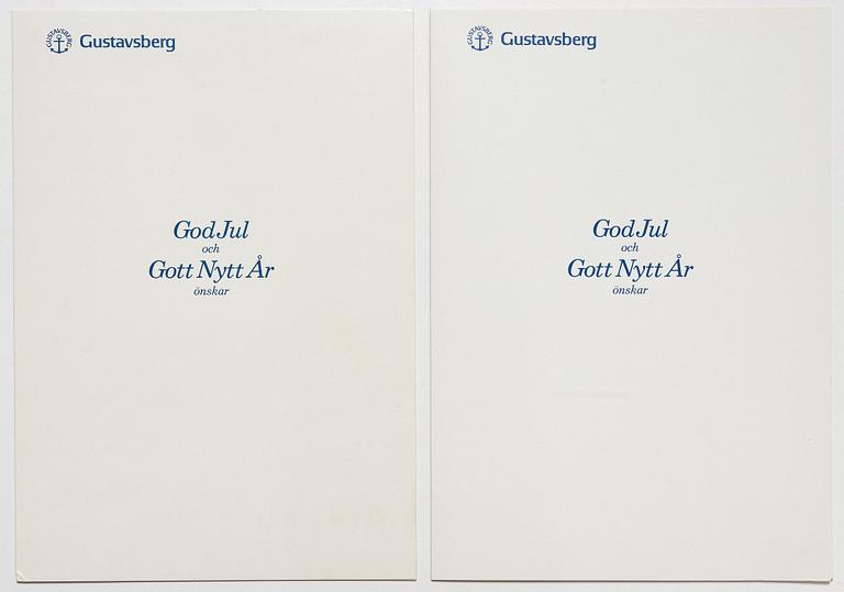 Stig Lindberg, färglitografier, 2 st, Gustavsberg, 1980-81.