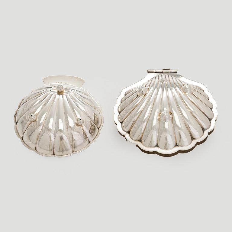 Osterimaljoja 12 kpl, hopeaa ja lasia. Auran Kultaseppä Turku 1959.