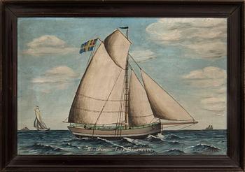 Unknown artist 20th century, "The ship Belöningen, Brantevik".