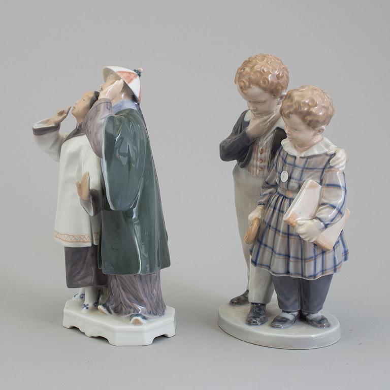 Two Christian Thomsen porcelain figuregroups, for Royal Copenhagen, Denmark, 1940/80s.