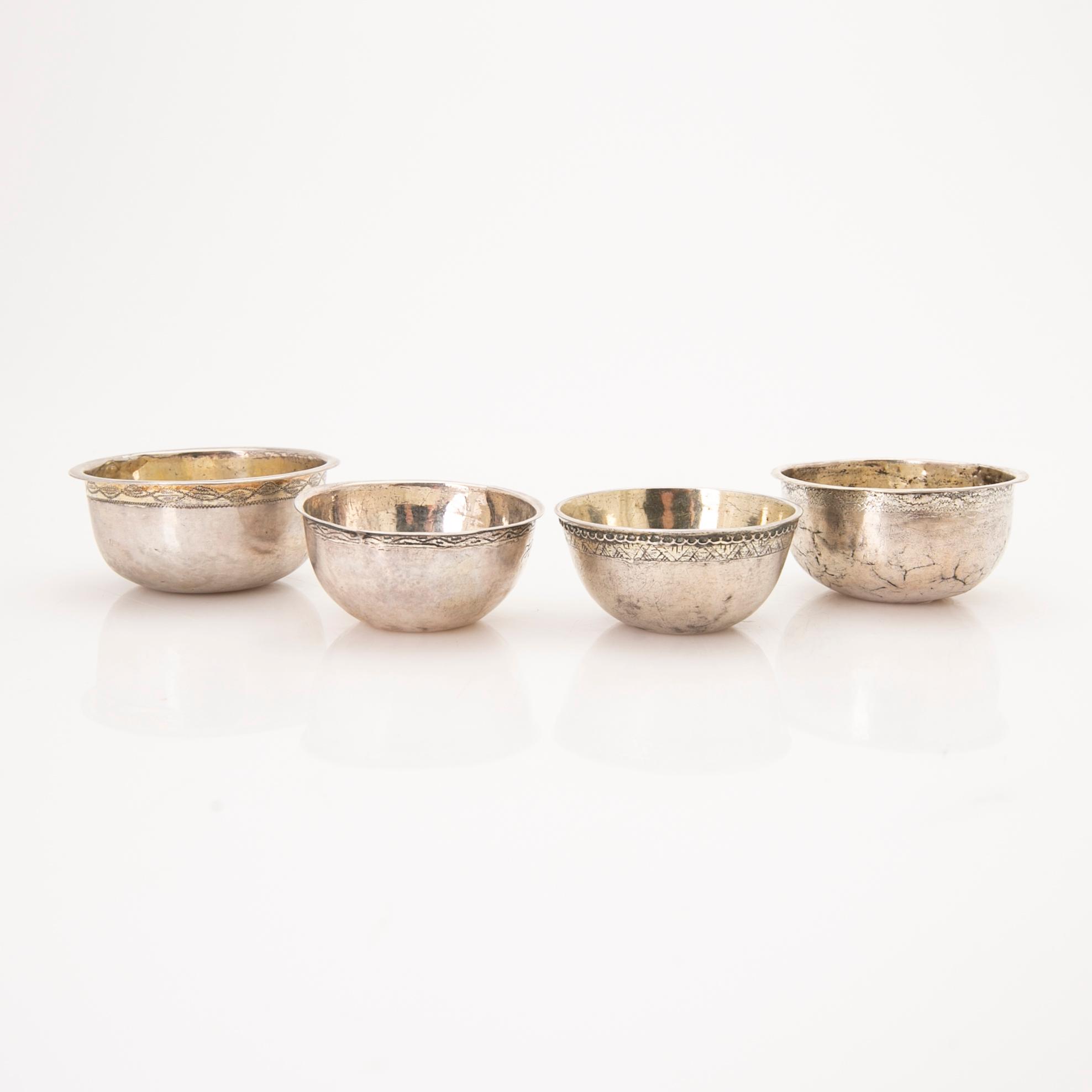 Four beakers, silver, Kristianstad, 18th/19th century.
