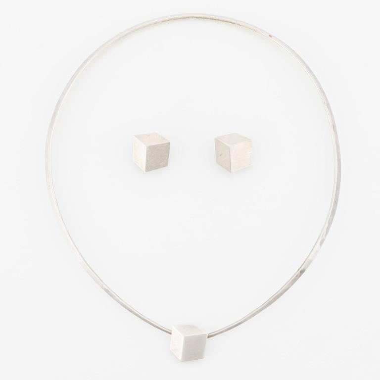 Necklace and earrings, Hubert Hydman, silver.