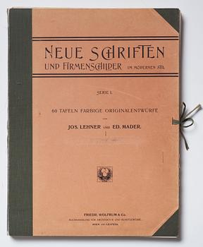 Three volumes of plates."Neue Schriften und Firmenschilder", "Der Praktische Schildmaler" och "Der Praktische Decoration.