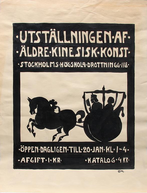 PARTI LITOGRAFIER SAMT TECKNINGAR OCH BLANDTEKNIK, 10 st, bla efter Desprez och Manet. 1900-tal.