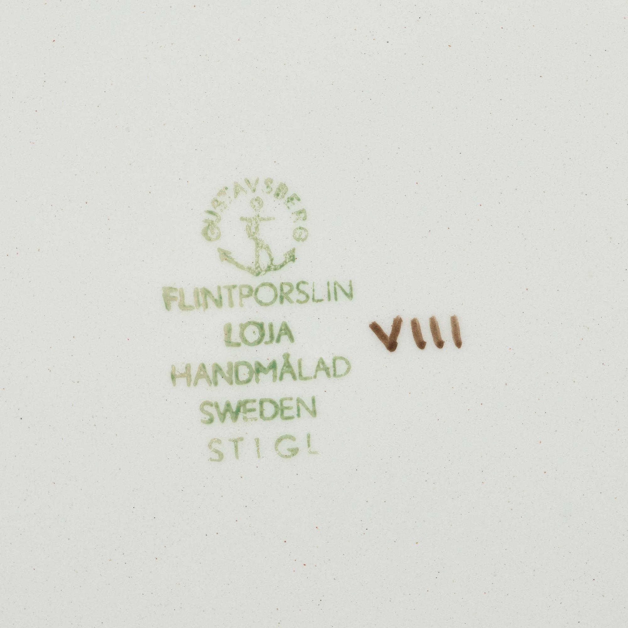 Stig Lindberg, servisdelar, 29 st "Löja", Gustavsberg 1948-62.