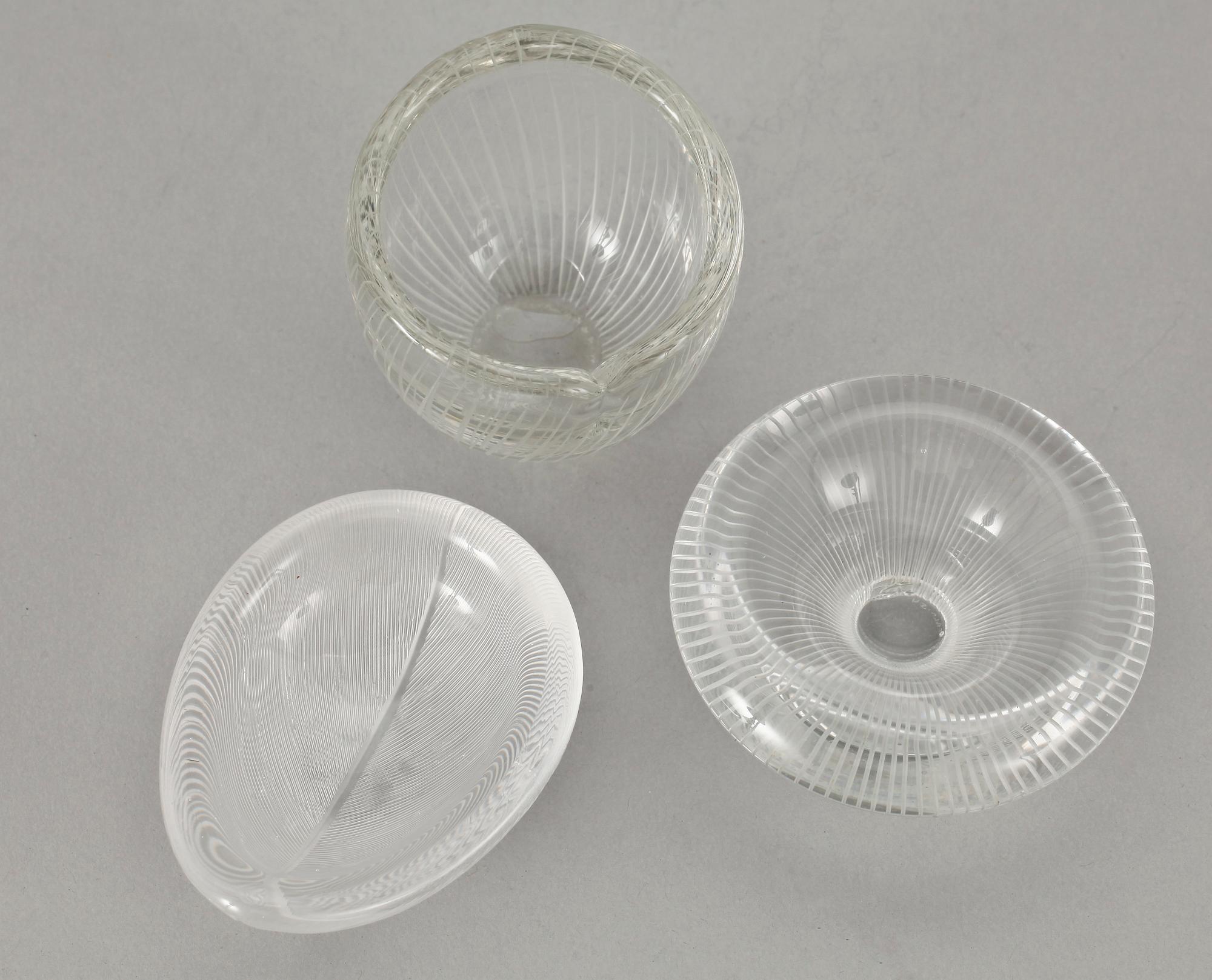 SKÅLAR, 3 st, glas, Tapio Wirkkala, Iittala, sign.