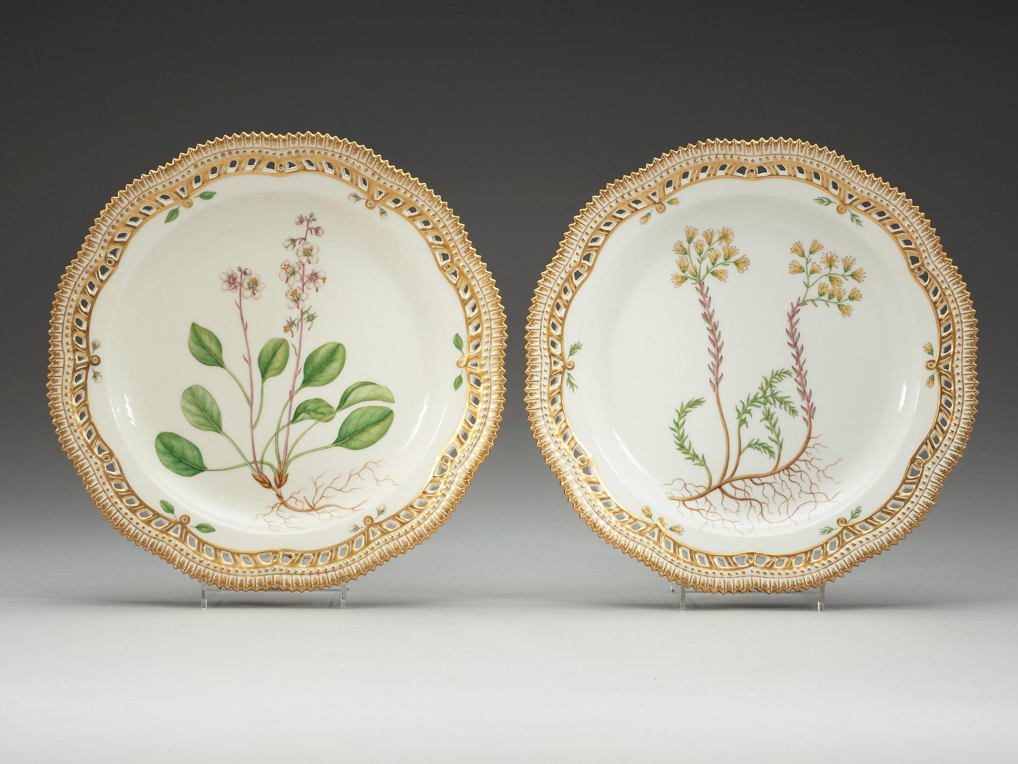 Four Royal Copenhagen 'Flora Danica' dishes, Denmark, 20th Century.