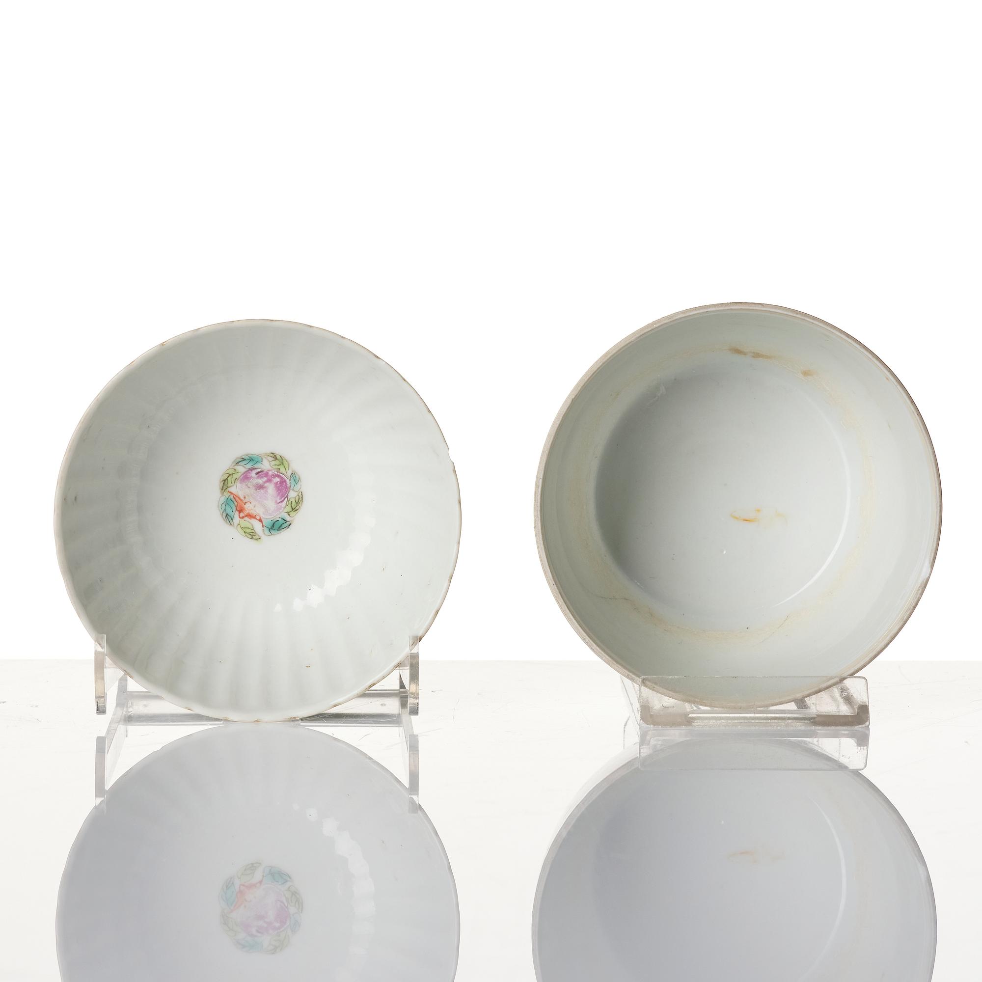 Parti, sex delar, porslin. Sen Qingdynasti/tidigt 1900-tal.