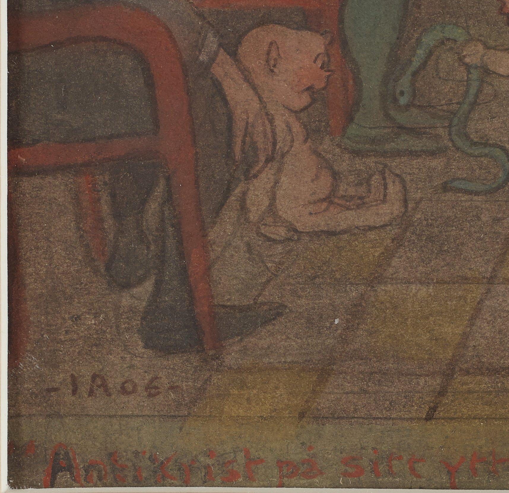 Ivar Arosenius, ”Antichrist at Death’s Door, Surrounded by Children, Grandchildren and Great Grandchildren”.