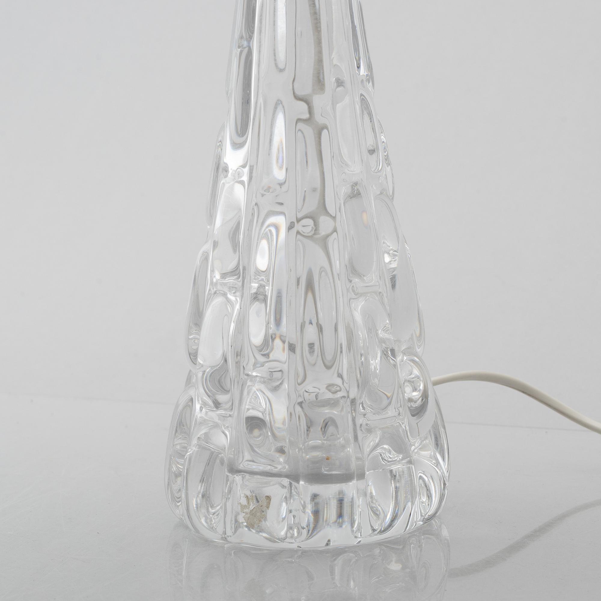 Carl Fagerlund, a pair of "RD-1477" glass table lamps, Orrefors, Sweden.