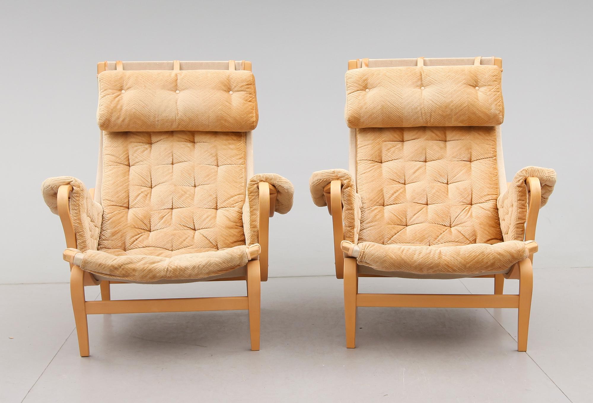 FÅTÖLJER, 1 par, "Pernilla", Bruno Mathsson, DUX, 1900-talets andra hälft.