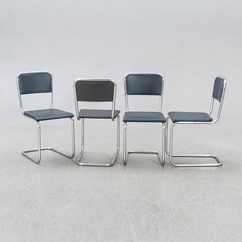 Chairs, "steel tube chair", 1940s-50s, 4 pcs.