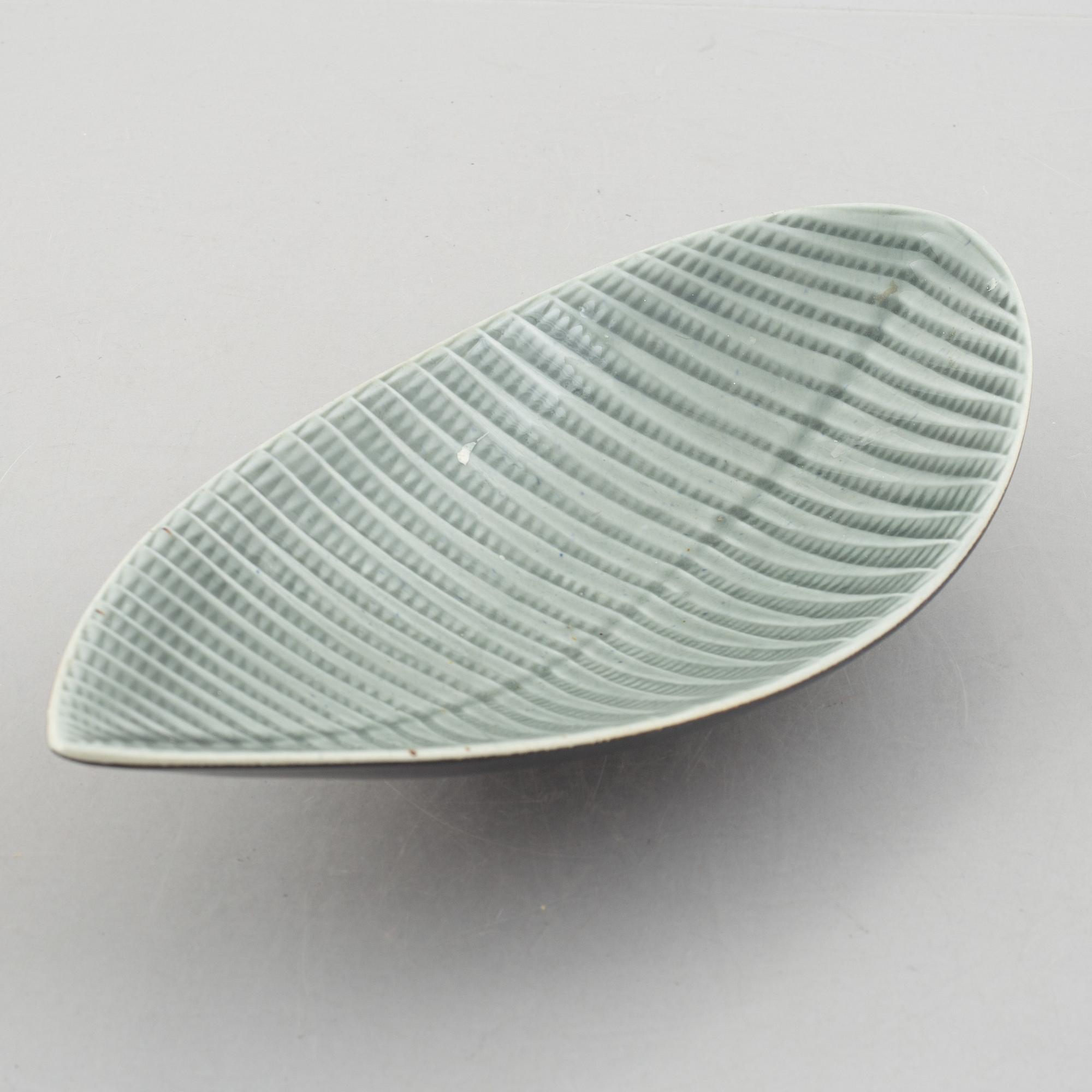 Stig Lindberg, six "Reptil" dishes and vases, Gustavsberg, Sweden, 1953-63.