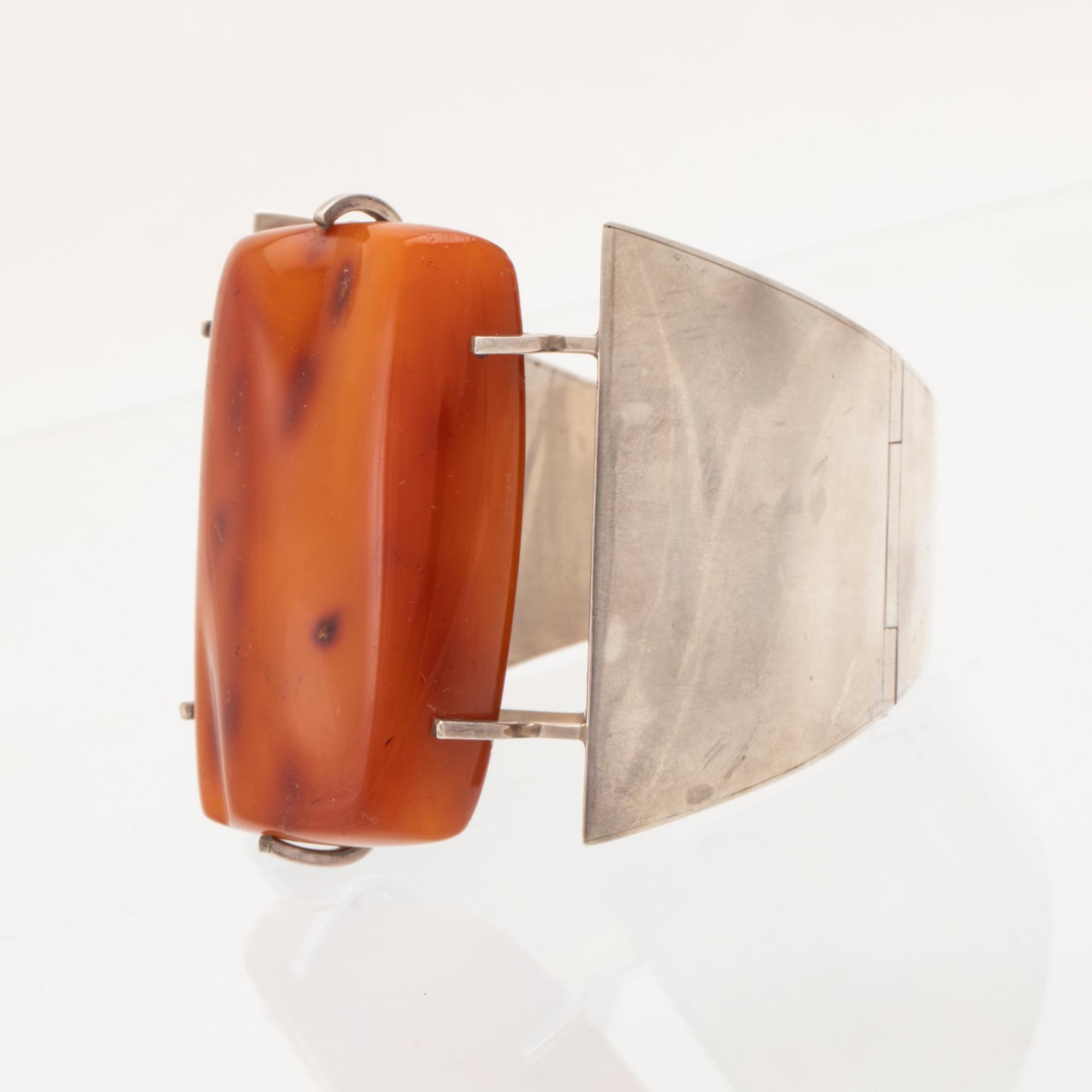 Bracelet, silver and amber, Jens Asger Larsen, Naestved, Denmark, second half of the 20th century.
