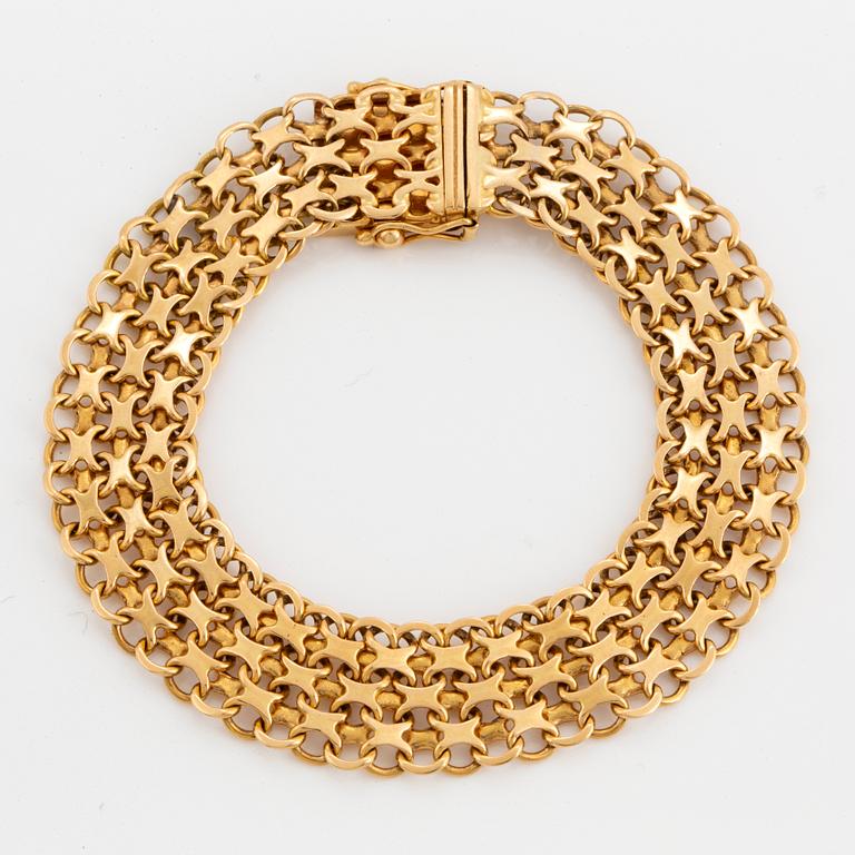 ARMBAND, 18K guld, krysslänk.