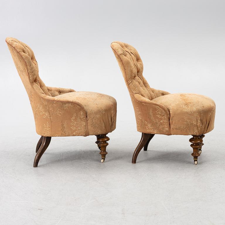 Salongsgrupp, 3 delar, med Drottning Sofias emblem, sent 1800-tal.