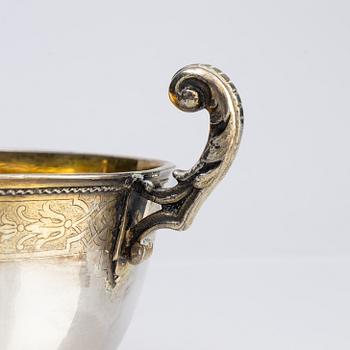 A Swedish 18th century parcel-gilt silver bowl, mark of Gustaf Stafhell the elder, Stockholm 1733.