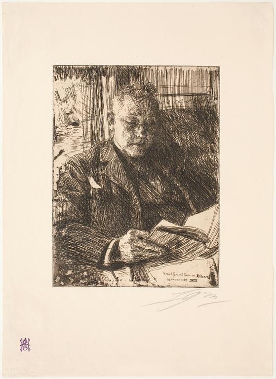 ANDERS ZORN, etsning, utförd 1904, signerad med blyerts.