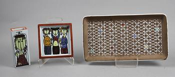 PARTI KERAMIK, 3 delar. Bl a "Karneval", Stig Lindberg, Studio Gustavsberg. 1900-tal.