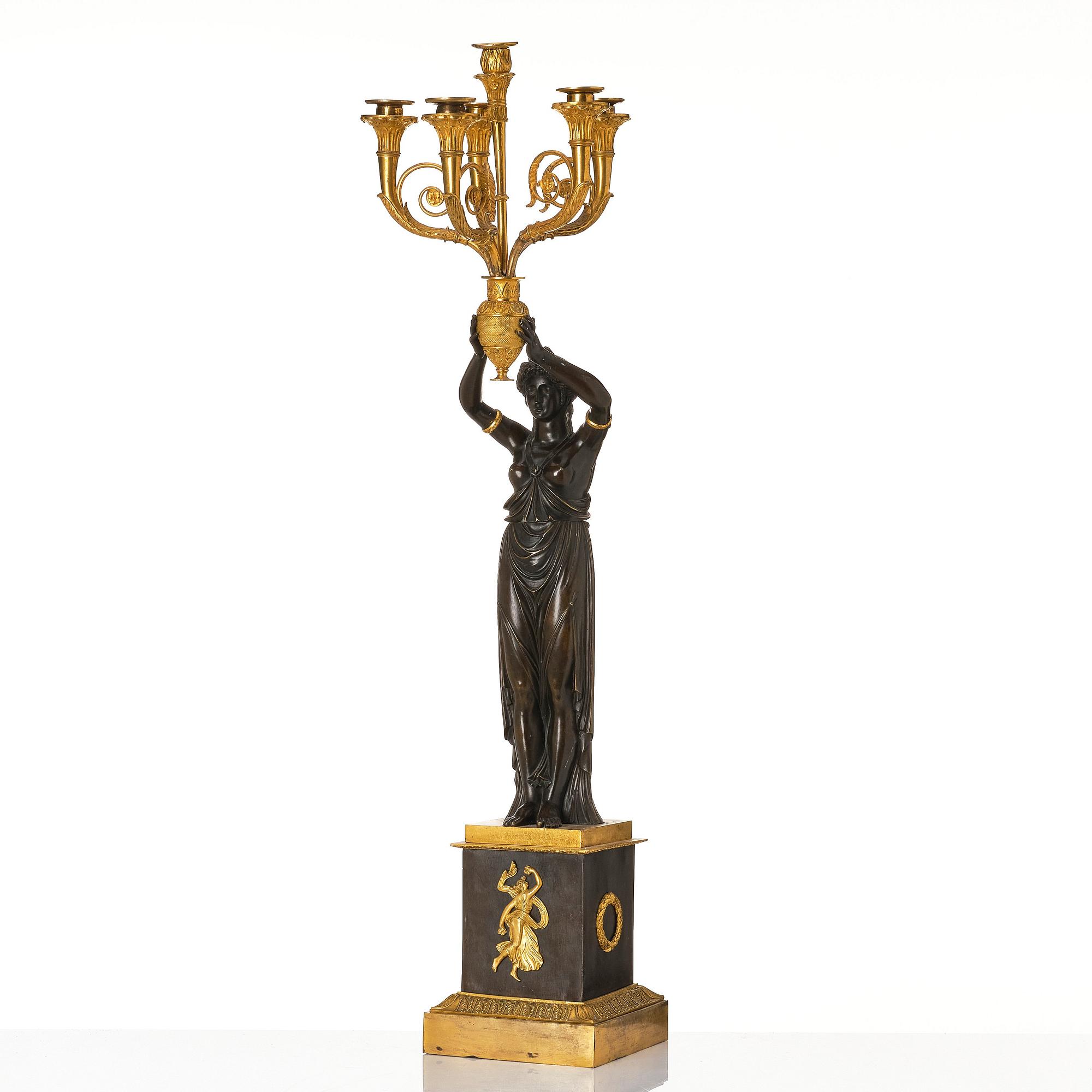 A large Empire six light candelabra, Paris, around 1810.