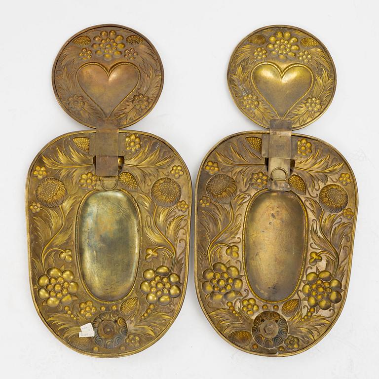 Candle plates, a pair, Baroque style, Gusum, circa 1900.